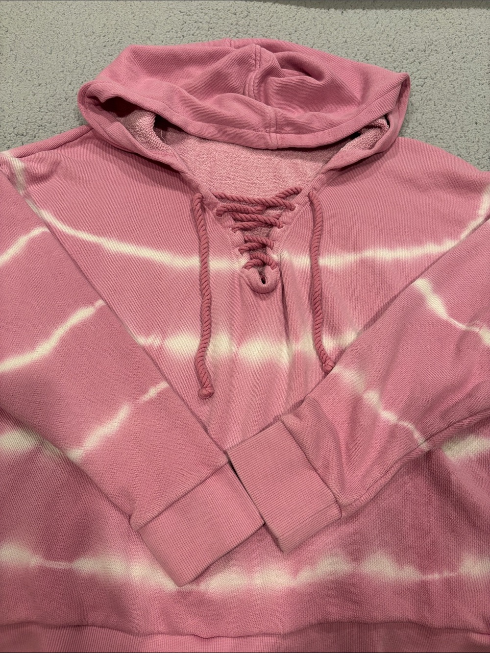 Forever 21 Pink Tie-Dye Lace-Up Hoodie